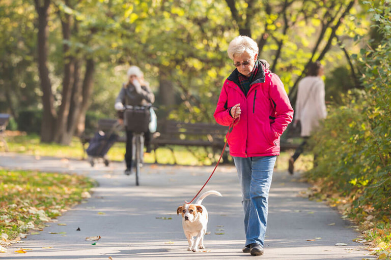 Old woman with a dog