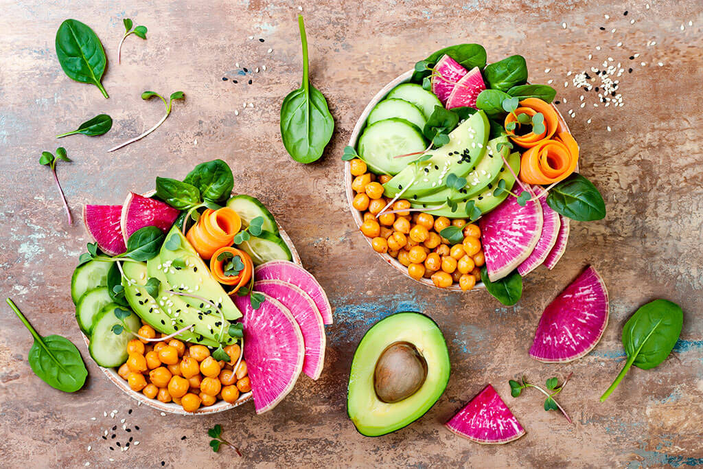 Vegan, detox Buddha bowl recipe with avocado