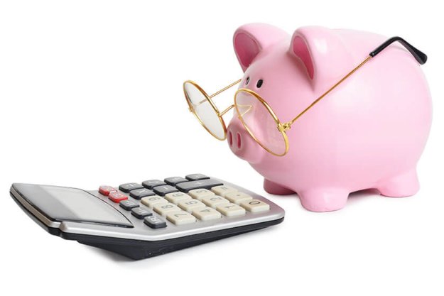 Piggybank and calculator