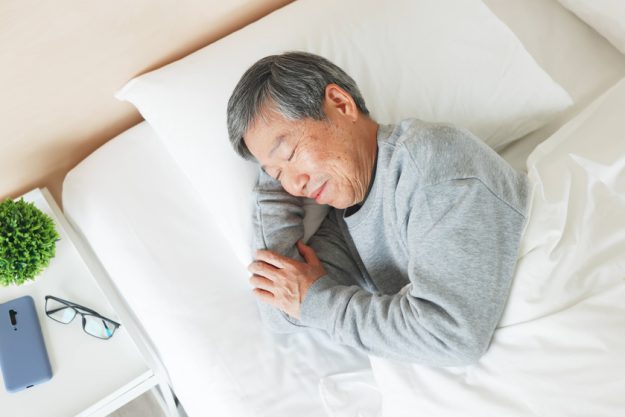 asian senior man sleep well