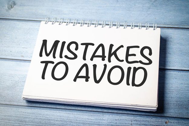 mistakes to avoid words on notebook