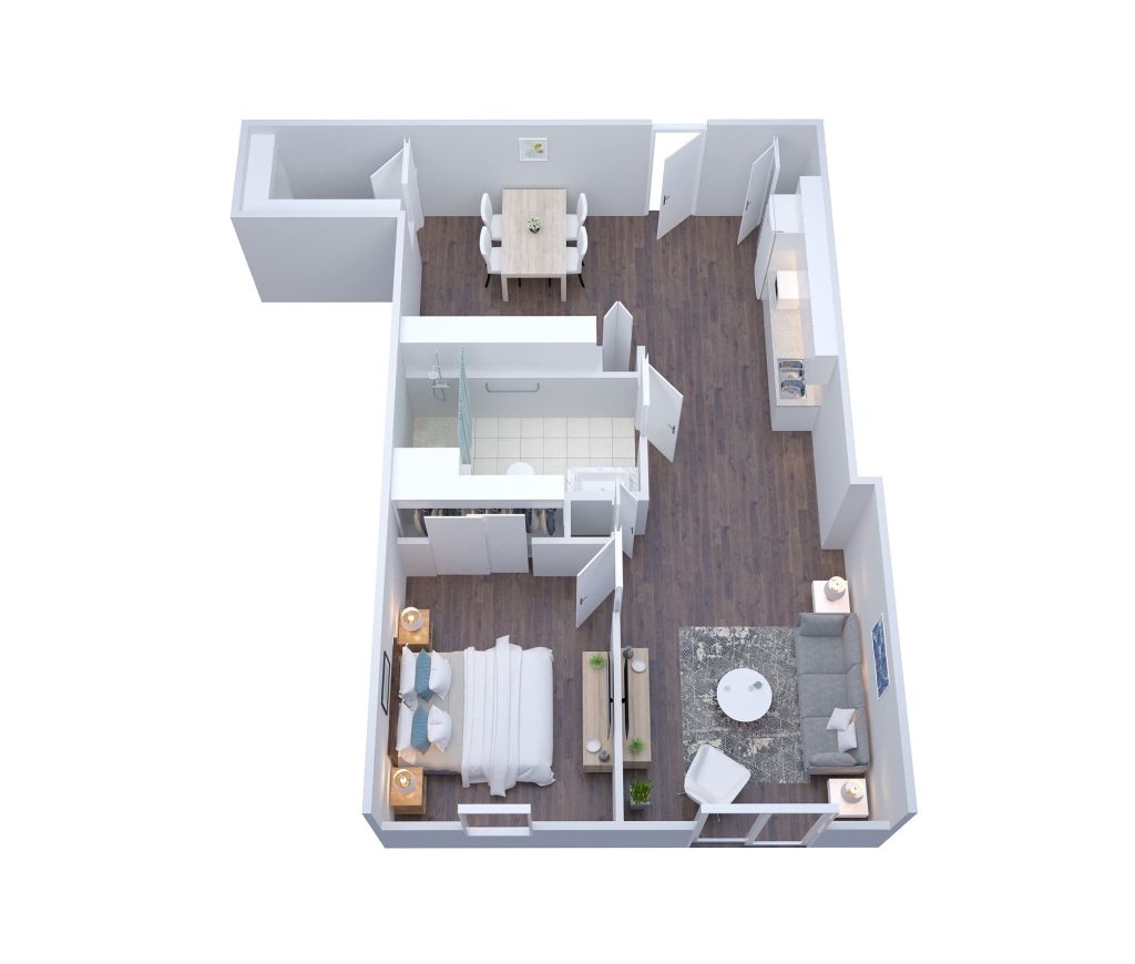 SHPP Baron One Bedroom One Bathroom - senior living floor plan