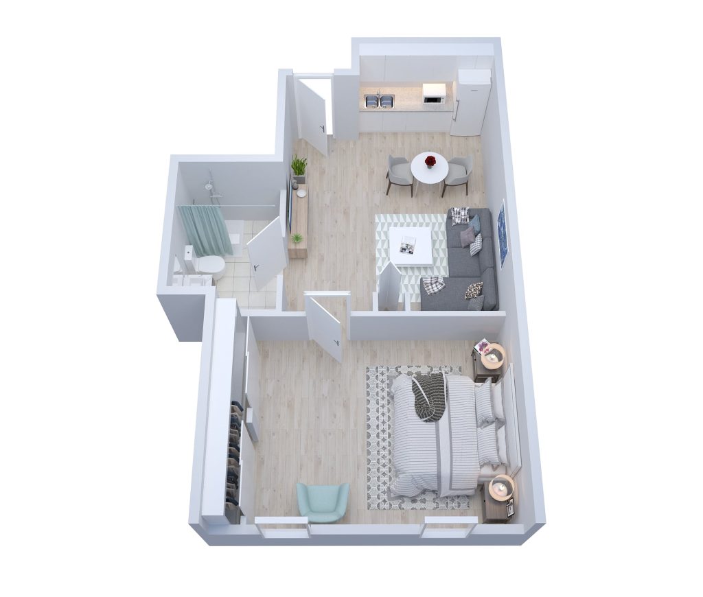 SHPP Cypress Suite One Bathroom 570Sqft - senior living floor plan