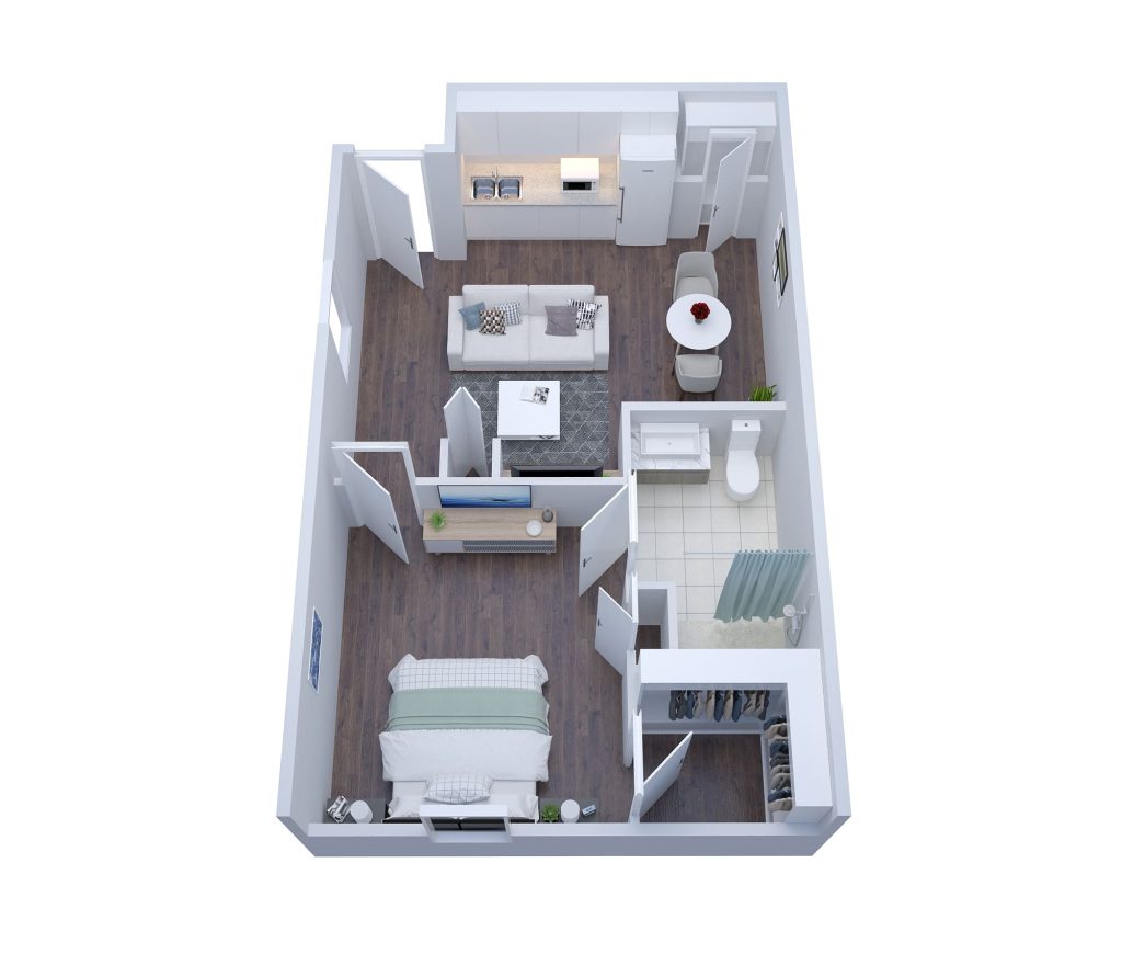 SHPP Highlands One Bedroom One Bathroom - senior living floor plan