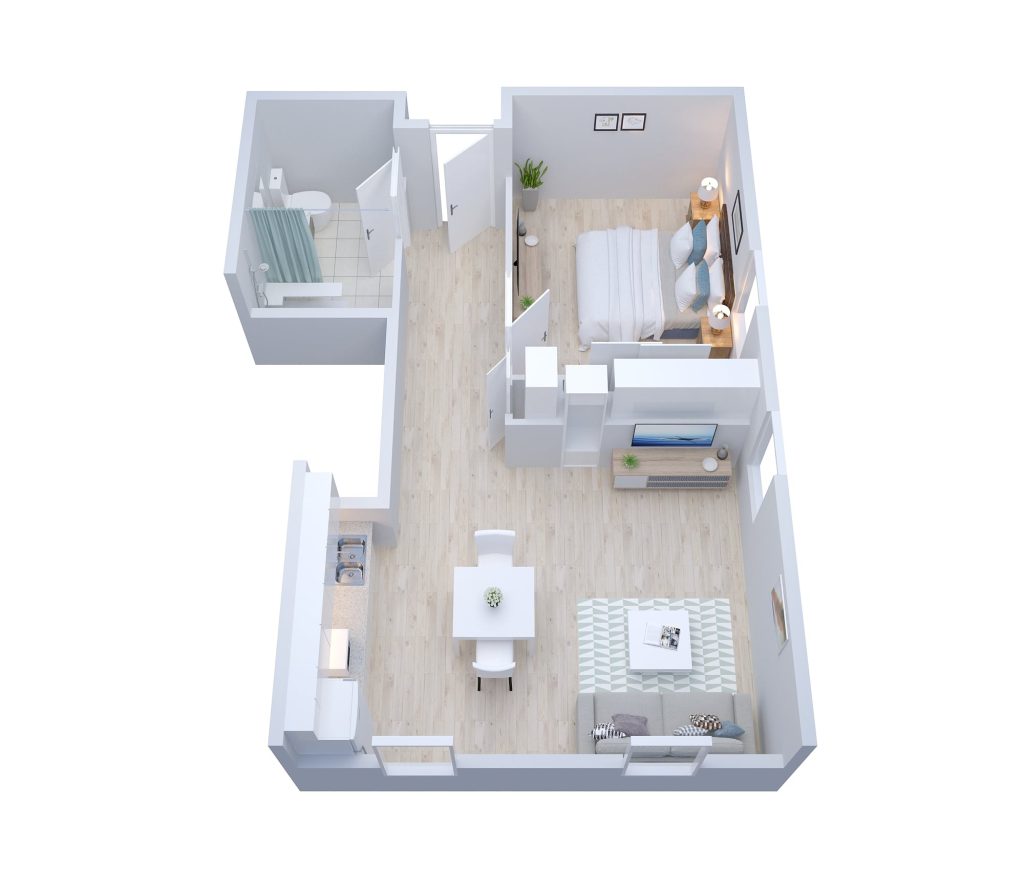 SHPP Pines Shared Suite One Bathroom 605Sqft - senior living floor plan