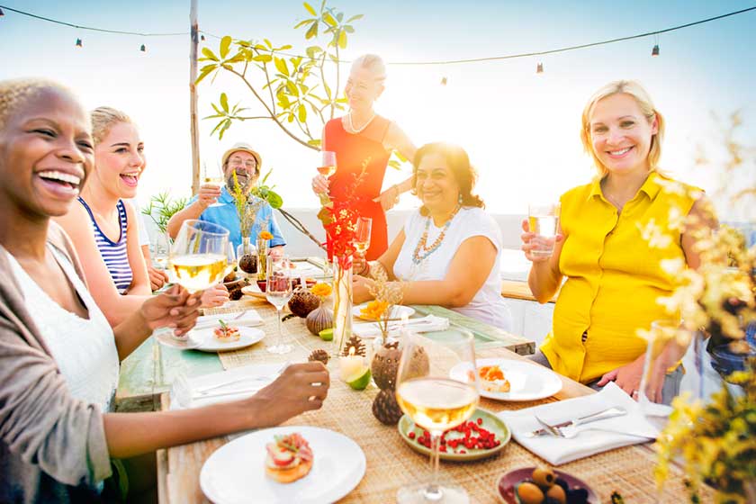 Happy people celebrating outdoors Happy people celebrating outdoors