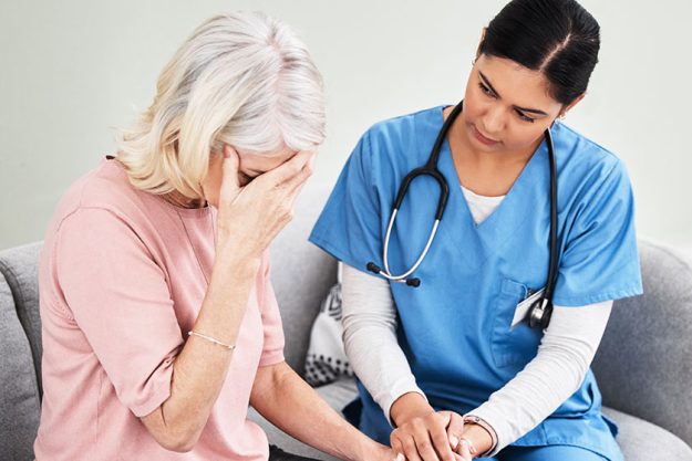 Well Get You Support You Need Get Female Nurse Comforting