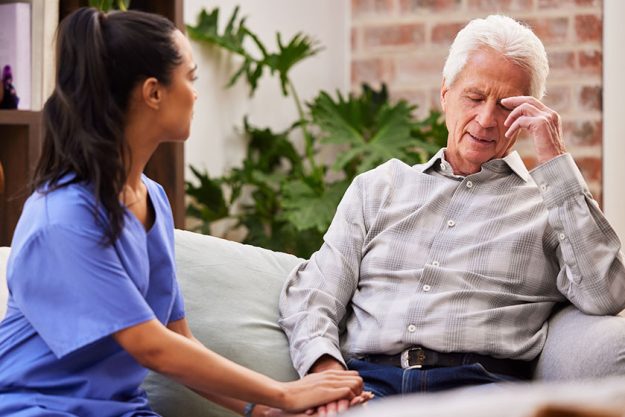 Its Been Heavy Day Young Female Nurse Giving Her Elderly