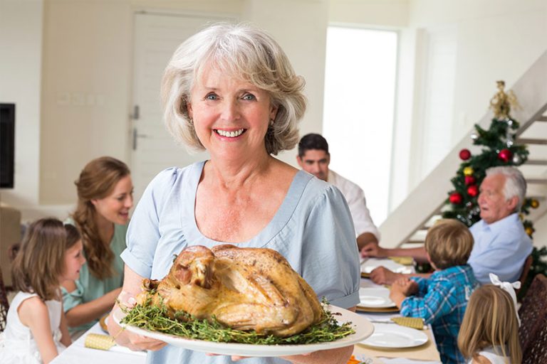 grandmother with christmas meal