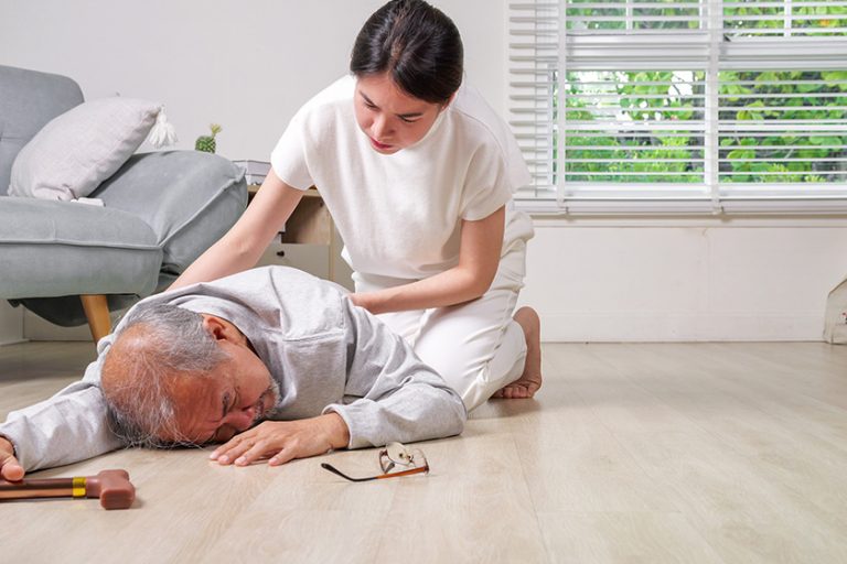 senior slip fall elderly people accident slip fall unconscious people