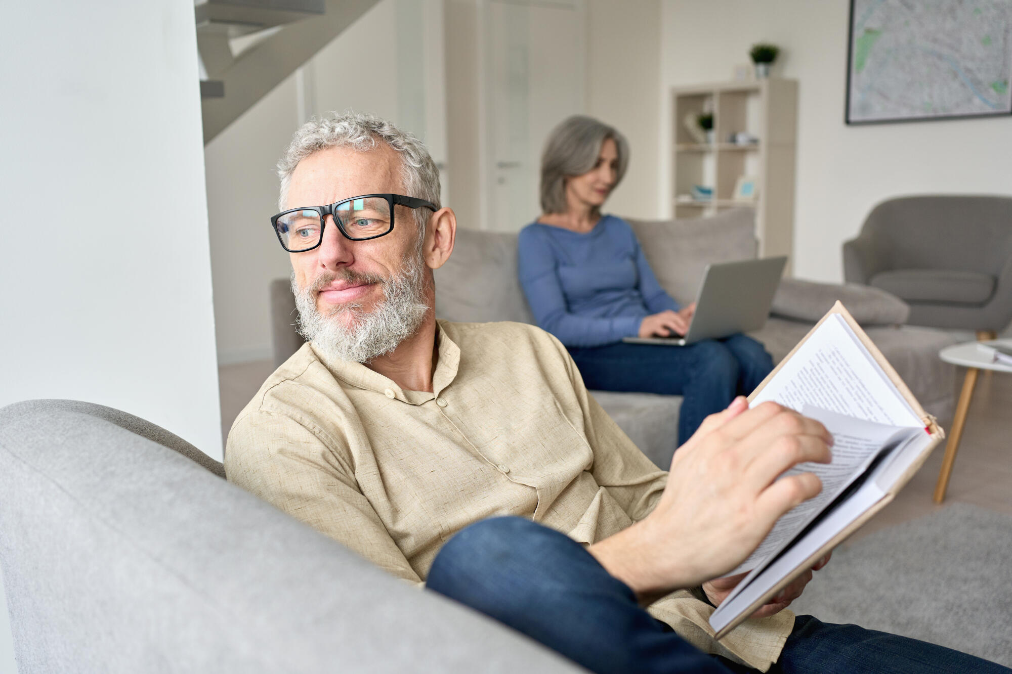 Happy,Older,Senior,Man,Husband,Wearing,Glasses,Reading,Book,Relaxing Happy,Older,Senior,Man,Husband,Wearing,Glasses,Reading,Book,Relaxing