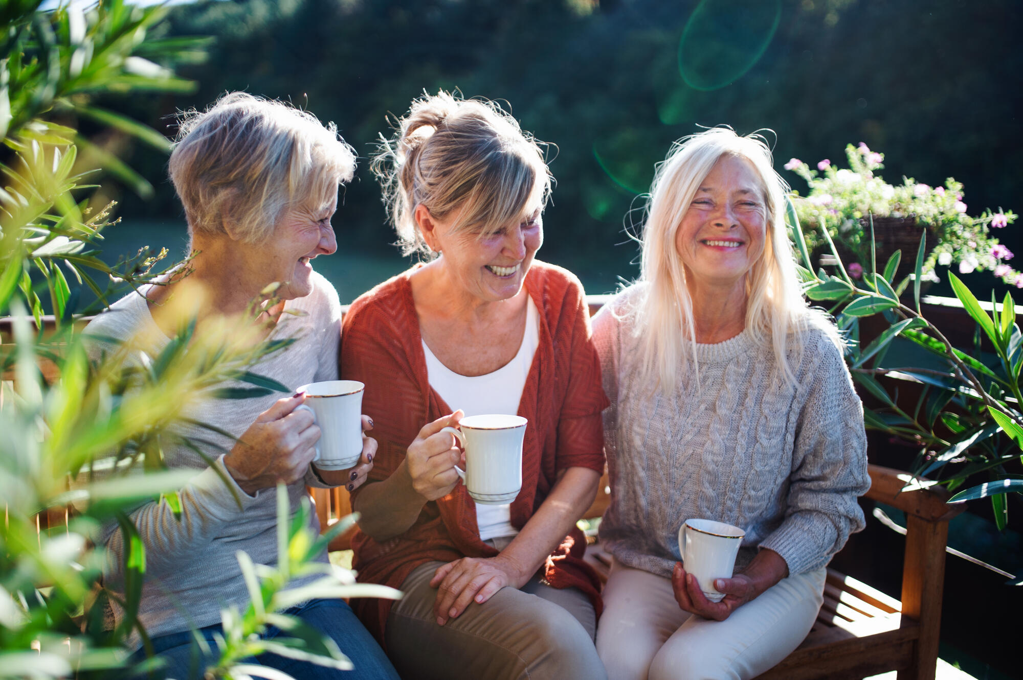 Senior,Women,Friends,With,Coffee,Sitting,Outdoors,On,Terrace,,Resting. Senior,Women,Friends,With,Coffee,Sitting,Outdoors,On,Terrace,,Resting.