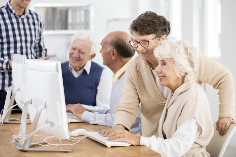 Two,Senior,Women,Making,Project,Together,During,It,Exercises