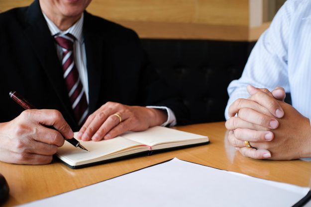 Legal counsel presents to the client a signed contract with gave