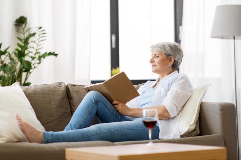 Age,,Leisure,And,People,Concept, ,Happy,Senior,Woman,Writing