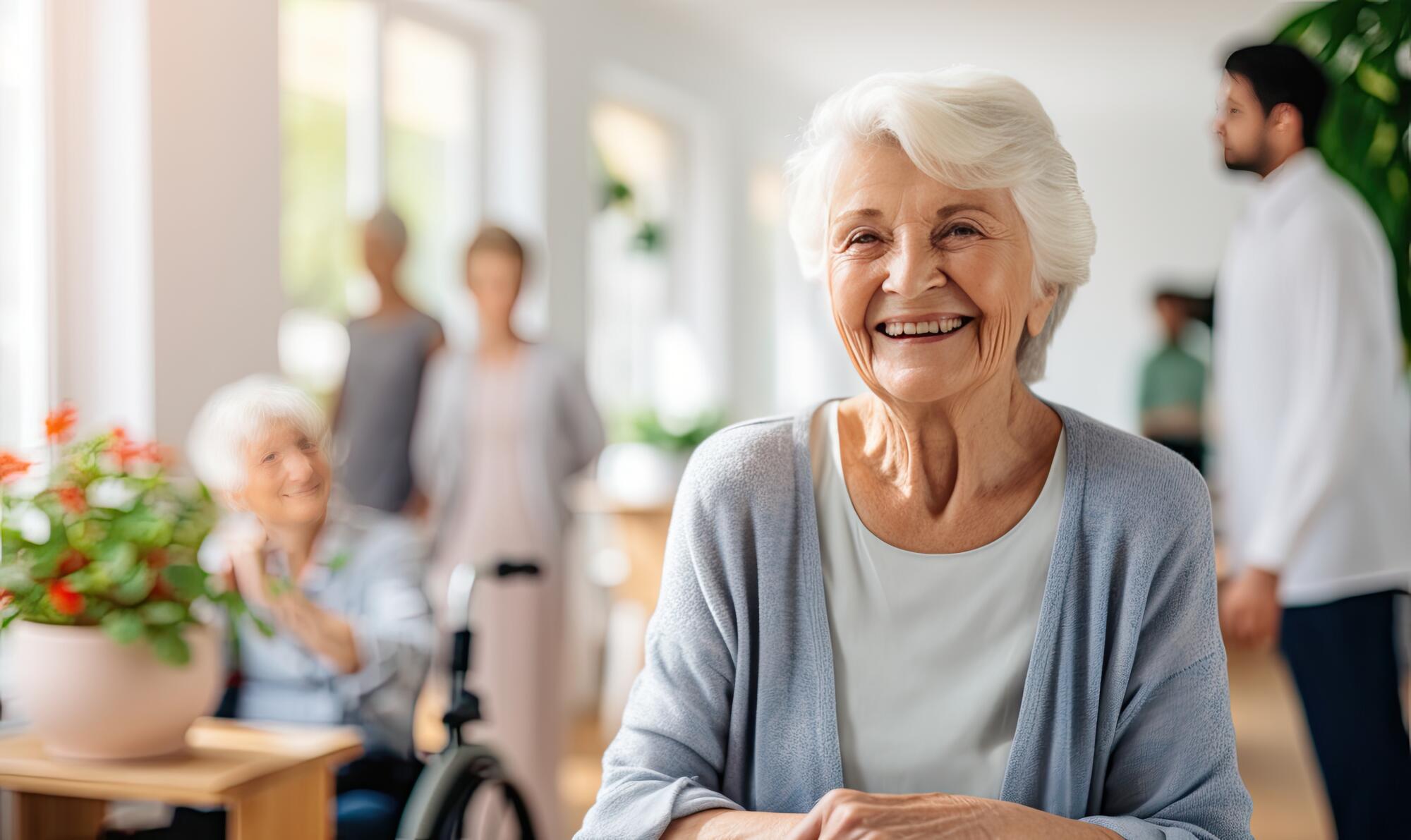 Elderly Woman in Wheelchair Enjoying a Serene Moment in Cozy Living Room